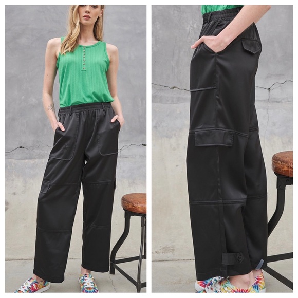 It’s All About The Satin Cargo Pants with Front Tie - Picture 4 of 4